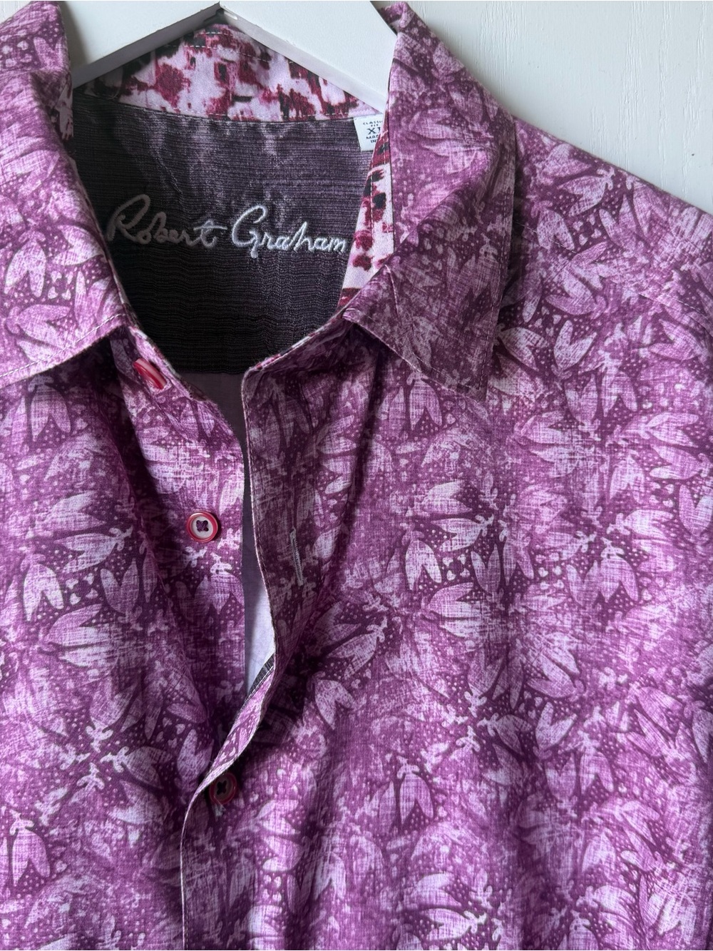 Robert Graham Button Down Mens XL Purple Floral Abstract Print